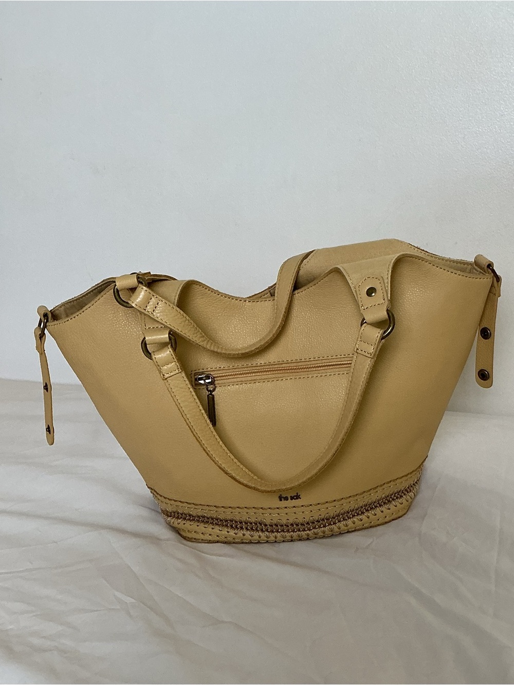 The Sak Butter Yellow Tote with Woven Trim